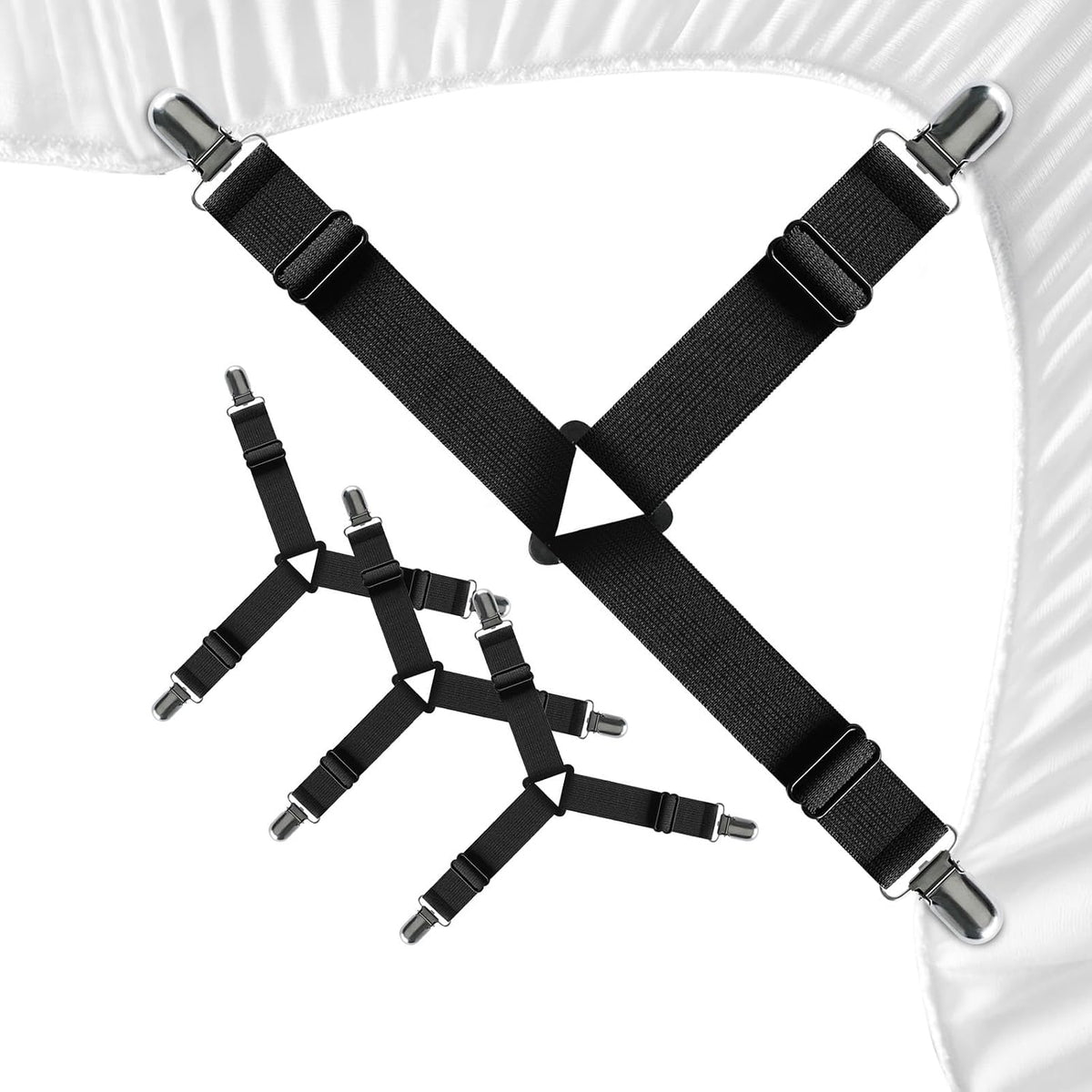 Bedroom Adjustable Bed Sheet Clips & Corner Fasteners, 4 Pack