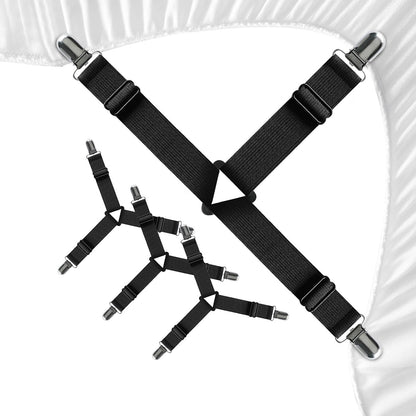 Bedroom Adjustable Bed Sheet Clips & Corner Fasteners, 4 Pack