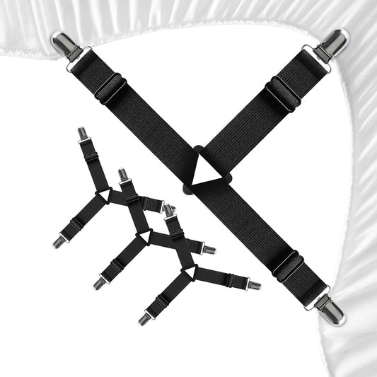 Bedroom Adjustable Bed Sheet Clips & Corner Fasteners, 4 Pack