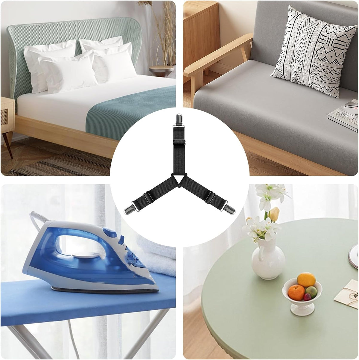 Bedroom Adjustable Bed Sheet Clips & Corner Fasteners, 4 Pack