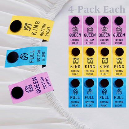 12pcs Color-Coded Bed Sheet Labels