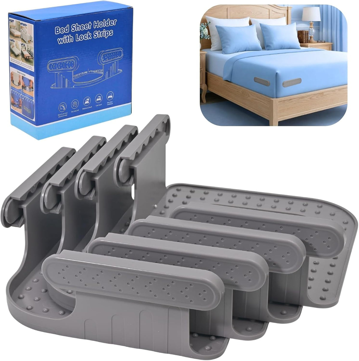 Pack of 4 Bed Sheet Holders for Corners Lock Sheet Holders