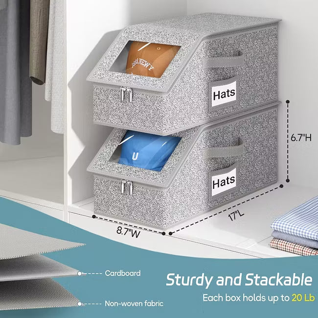 Stackable Baseball Cap Organizer – Holds 12 Hats Per Pack
