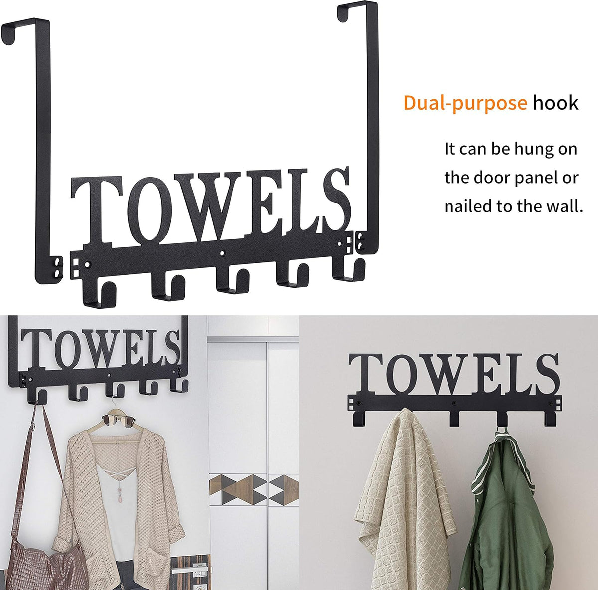 Over The Door Hooks,Towel Holder for Bathroom
