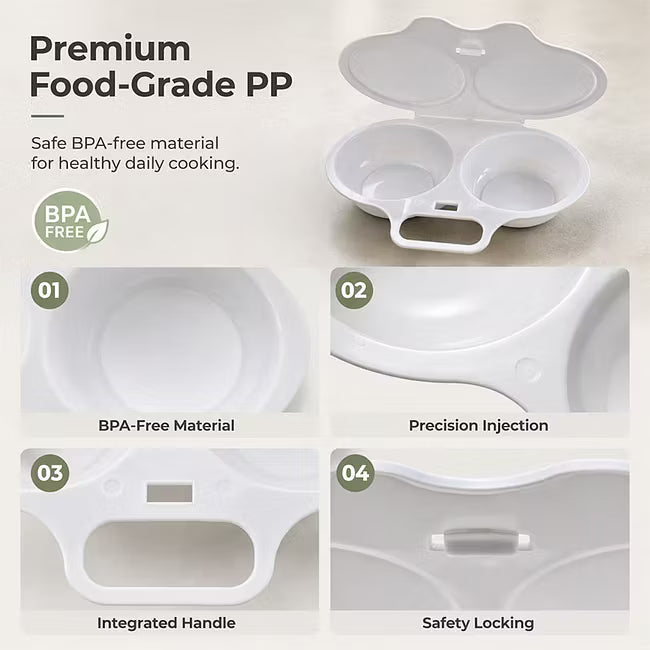 Microwave Dual-Cavity Egg Poacher with Lid & Handle