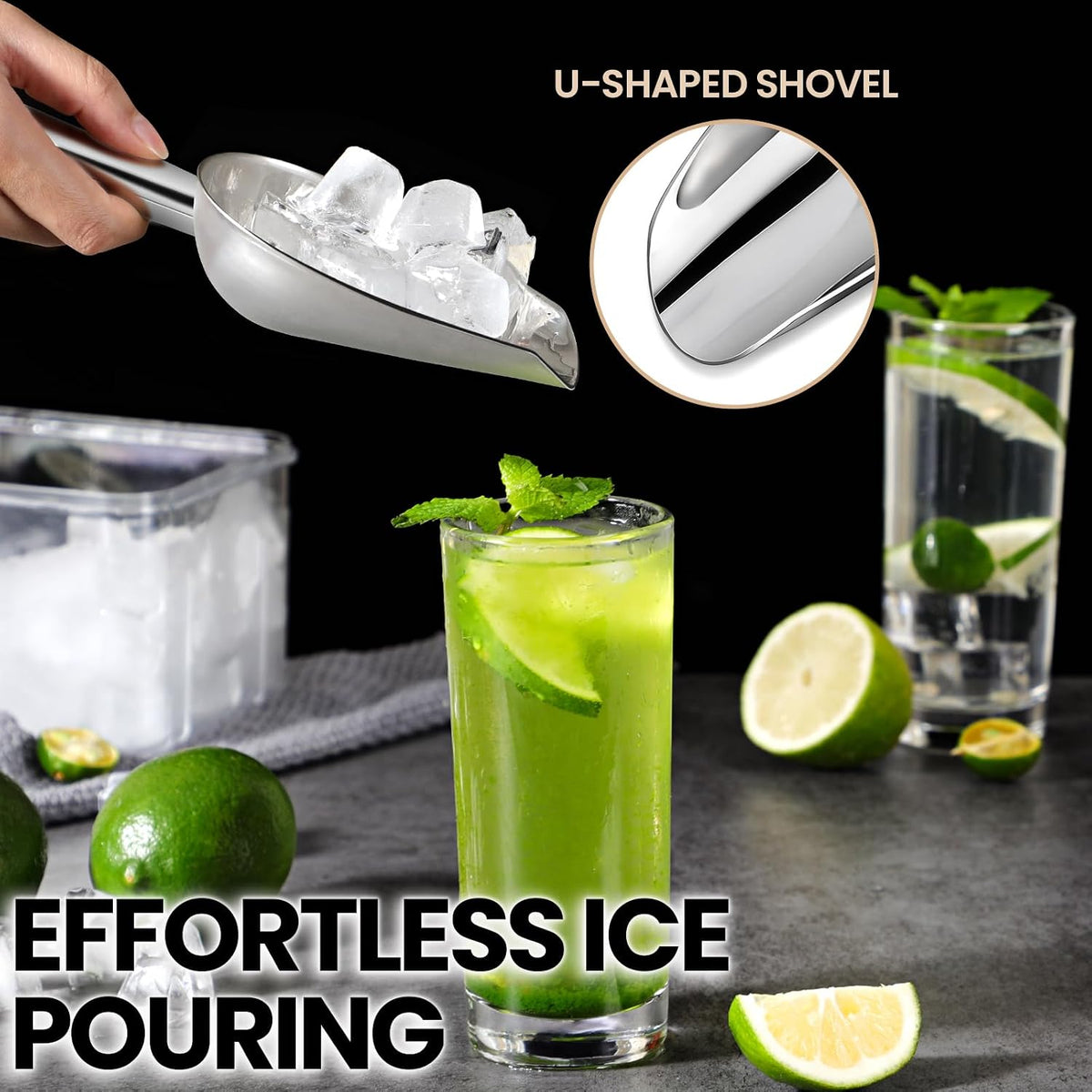 12oz Stainless Steel Ice Scoop for Freezer
