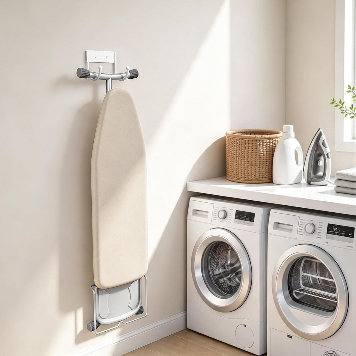 Ironing Board Hanger Wall Mount, 5 Inch Iron Board Holder for Laundry Room