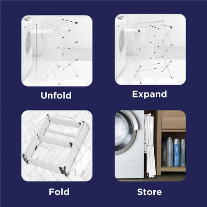 3 Tier Expandable Collapsing Foldable Laundry Rack for Air Drying Clothing