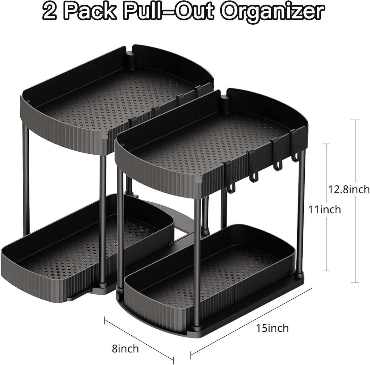 2 Packs Under Sink Pull-Out Storage Organizers