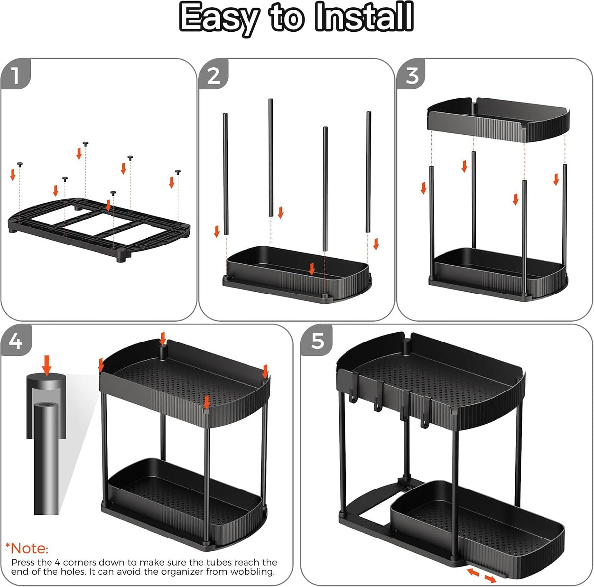 2 Packs Under Sink Pull-Out Storage Organizers