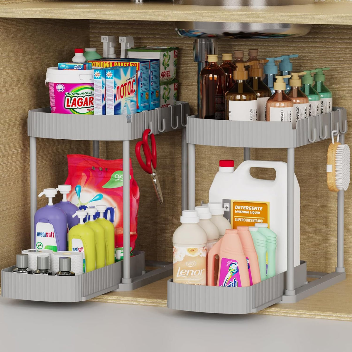 2 Packs Under Sink Pull-Out Storage Organizers