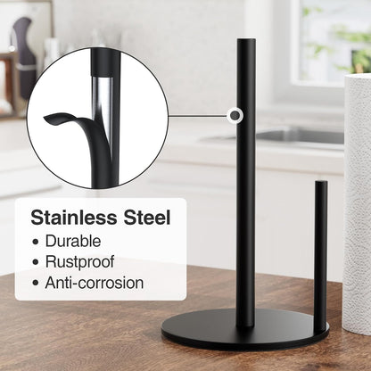 Paper Towel Holder Black Stainless Steel Kitchen Countertop Roll Organizer
