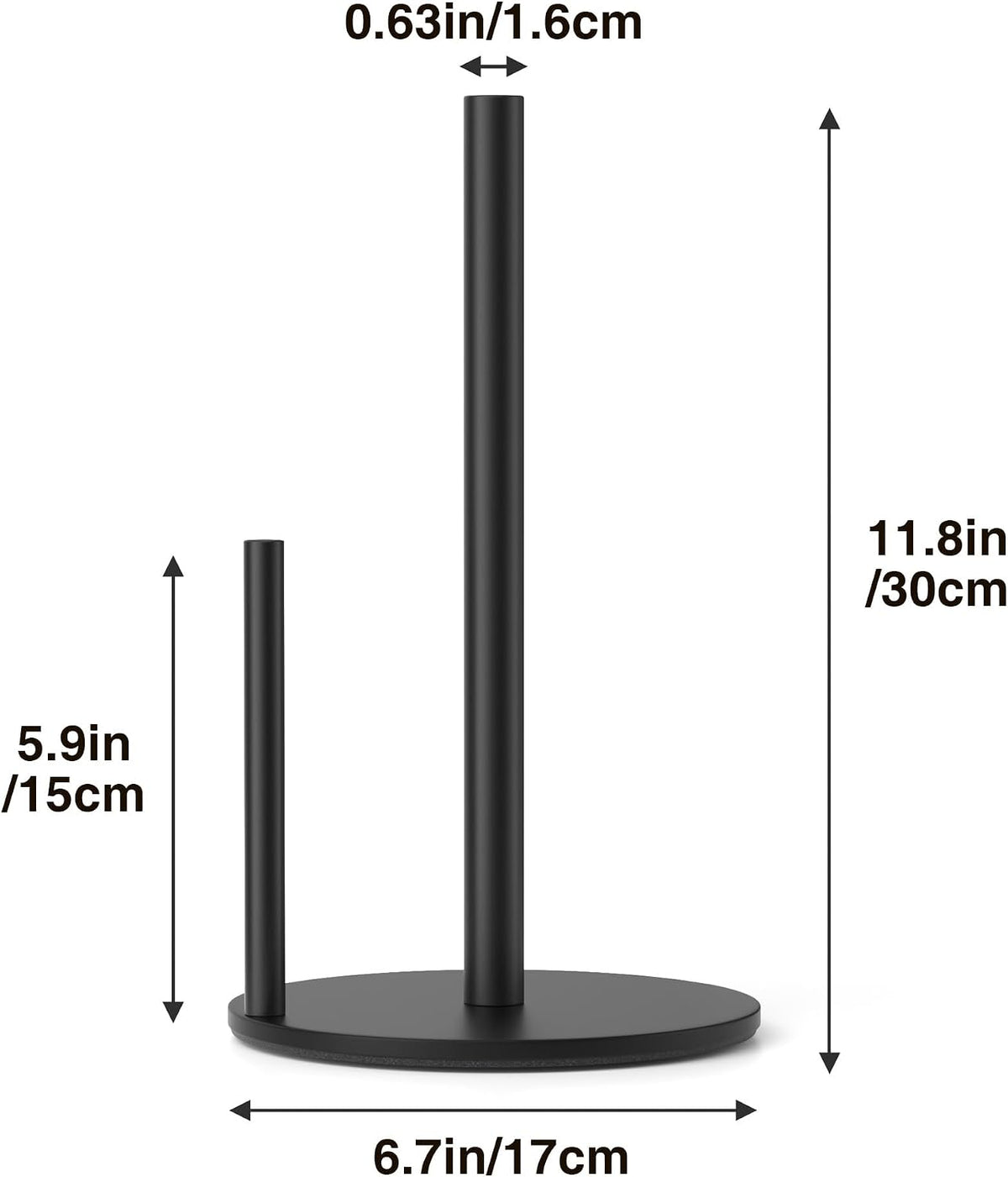Paper Towel Holder Black Stainless Steel Kitchen Countertop Roll Organizer