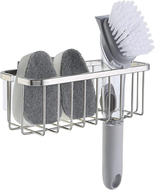 Kitchen & Bathroom Sink Sponge Holder Organizer with Adhesive Mount