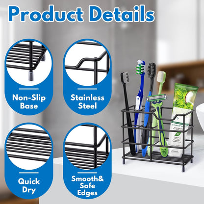 Toothbrush Holders for Bathrooms 304 Stainless Steel Quick Drying Black