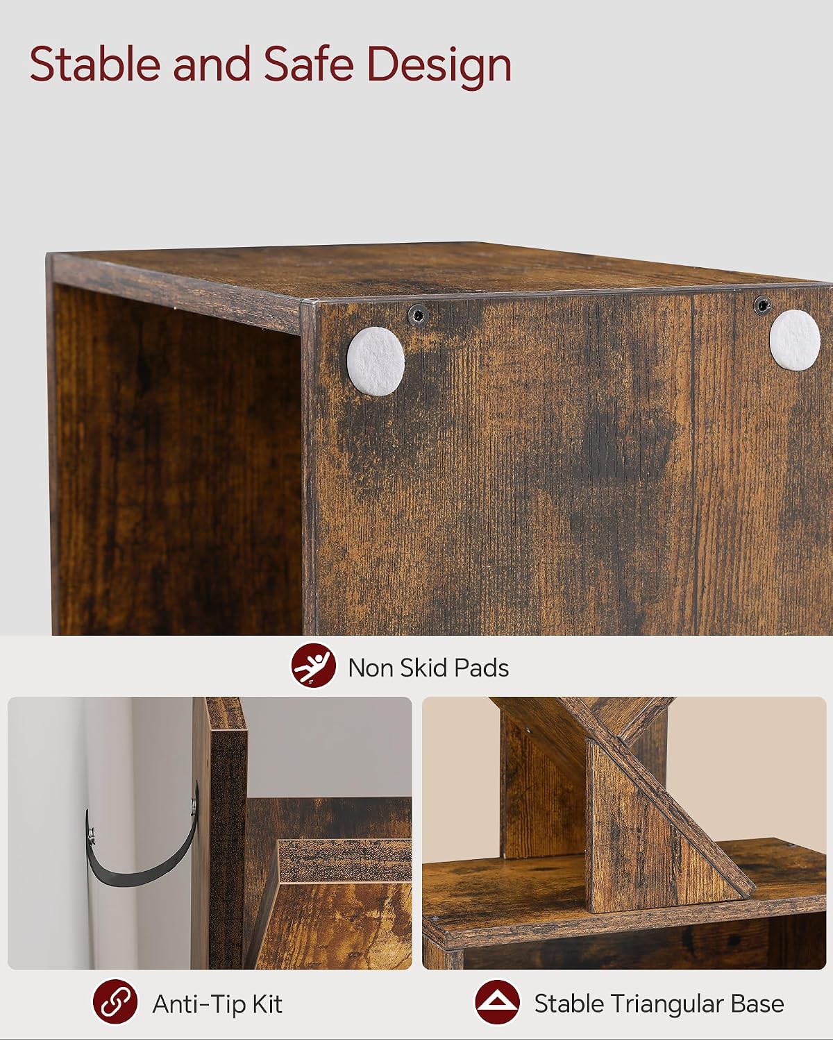 6 Tier Tree Bookshelf, Tall Small Bookcase with Storage Cabinet For Living Room