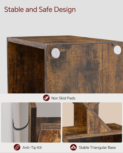 6 Tier Tree Bookshelf, Tall Small Bookcase with Storage Cabinet For Living Room