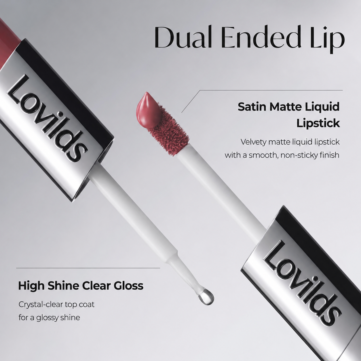 Perfect Twin Lip — Dual-Ended Liquid Lipstick with Velvet Matte Color and Glossy Shine