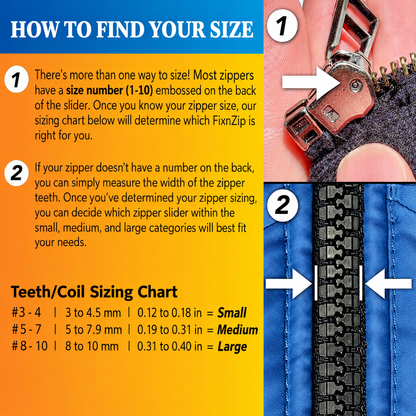 Instant and Reusable Zipper Repair Kit | Universal No-Sew Slider Replacement for Jackets, Sleeping Bags, Tents and Duffel Bags |